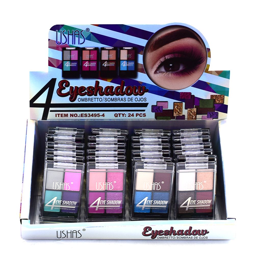 【 24-piece Set 】ES3495-4 Four-color USHAS pearlescent and matte Eyeshadow in four trendy colors