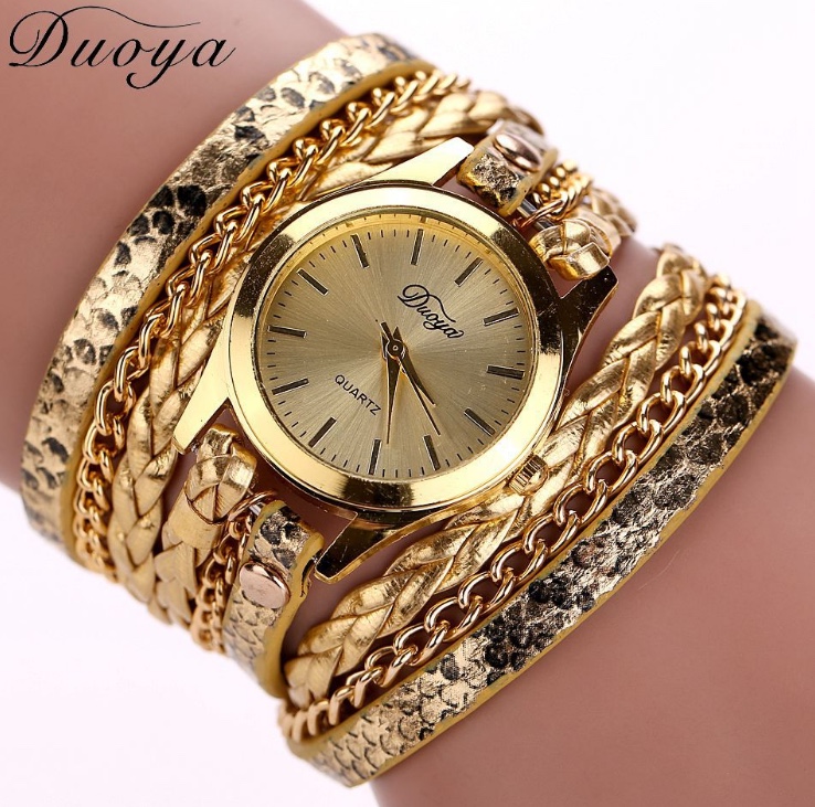 女士性感蛇纹绕圈手链表编织麻花潮流手表合金石英女表产品图