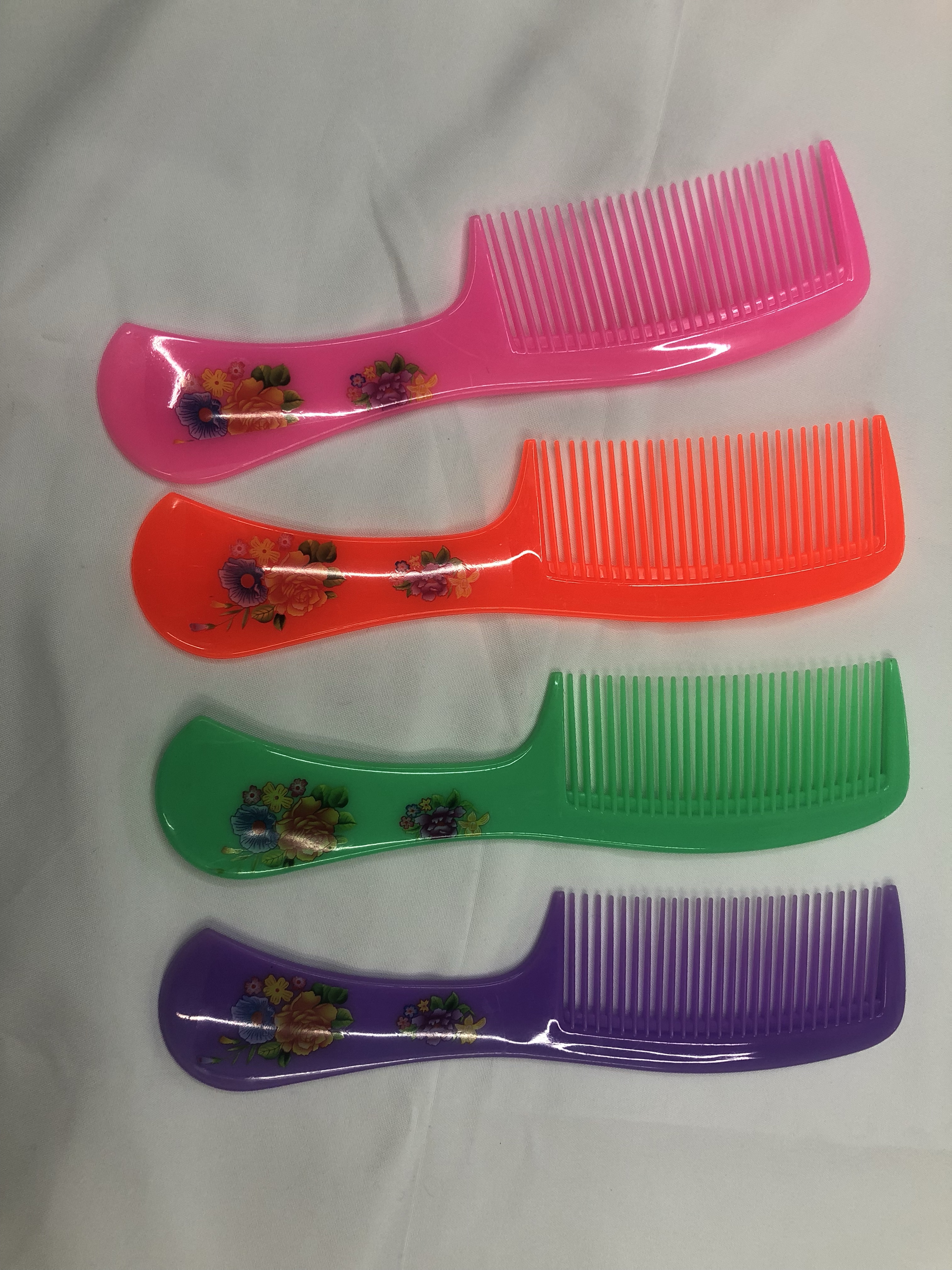 厂家直销印花塑料梳子 地摊热卖梳子 4色果冻色梳子PP材料梳子详情图6