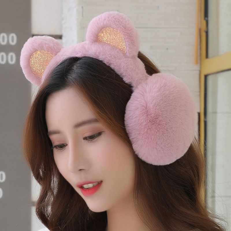 Wear mink wool winter warm ear muffs, men's and women's style ear bags, Korean-style ear protects, cold-proof plush ear warming and ear covering