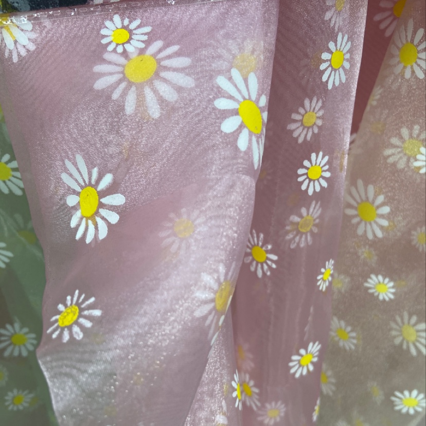 Pink Daisy Printed Gauze Fabric