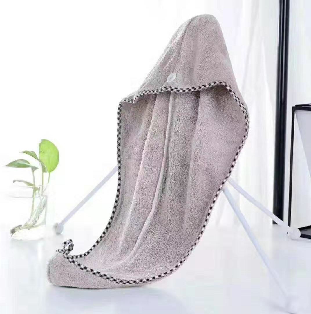 Coral fleece dry hair cap with edge