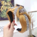 South Korea's New Quality Boutique Hair Accessories Headband Korean Version Of Simple Solid Color Super Flash Diamond Knotting Twist Knot Wide Edge Headband Item Picture