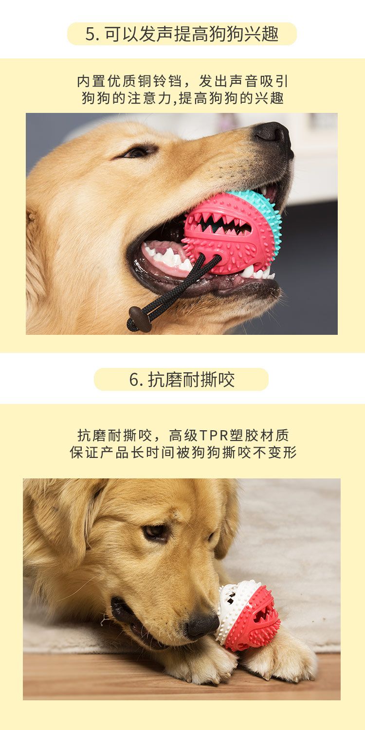 宠物狗狗玩具 漏食球橡胶磨牙耐咬铃铛发声球 宠物用品亚马逊爆款详情图10
