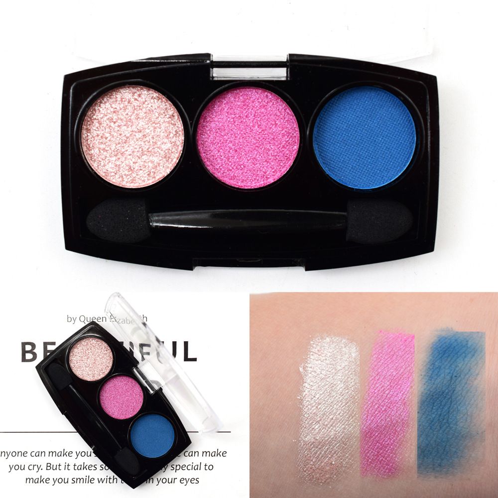 【 24-piece Set 】ES2850-4 Microbead Light Eyeshadow 3-color USHAS color Blue Green Dress pink New style pic 4