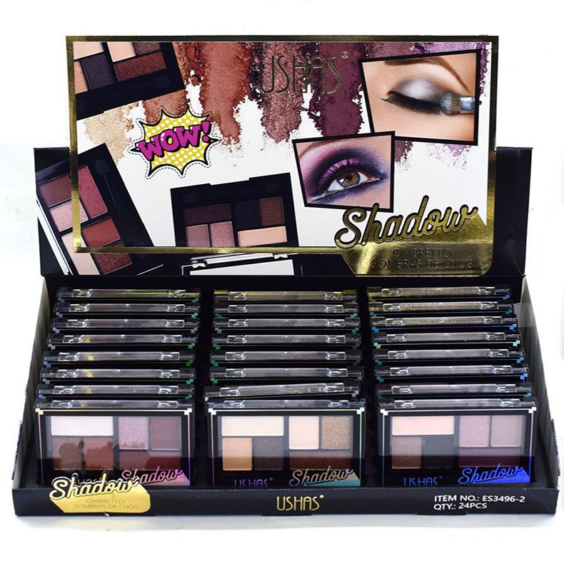 【 24-piece Set 】ES3496-2 New USHAS Earth Coffee 6-color pearlescent matte eyeshadow with three popular colors
