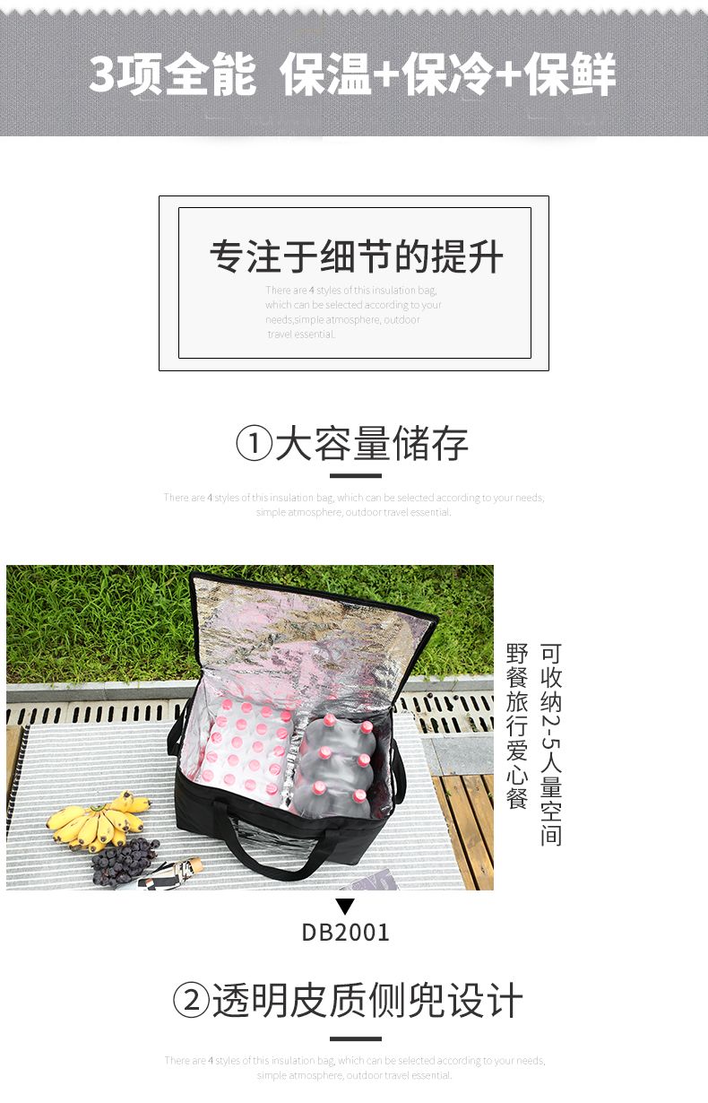三能便携大号户外野餐披萨包外卖送餐保温包牛津布防水大号野餐包详情图6