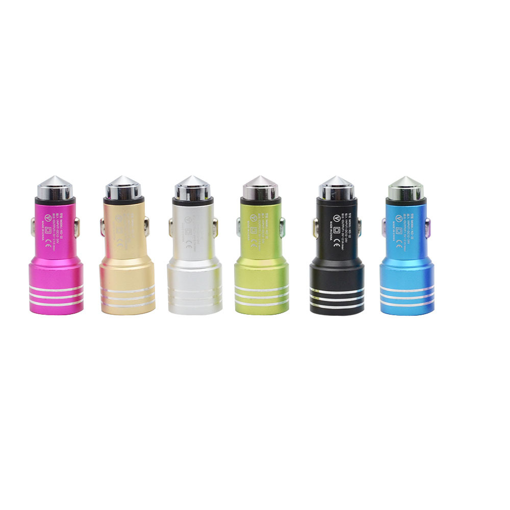 Metal safety hammer head car charger multi-functional smart car phone charger thumbnail