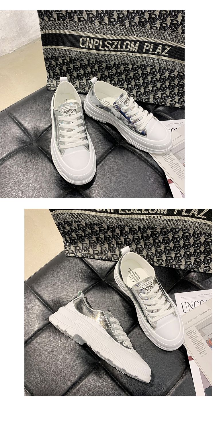 夏季薄款小白鞋子女2020年新款韩版春秋学生百搭厚底镭射增高板鞋详情图17