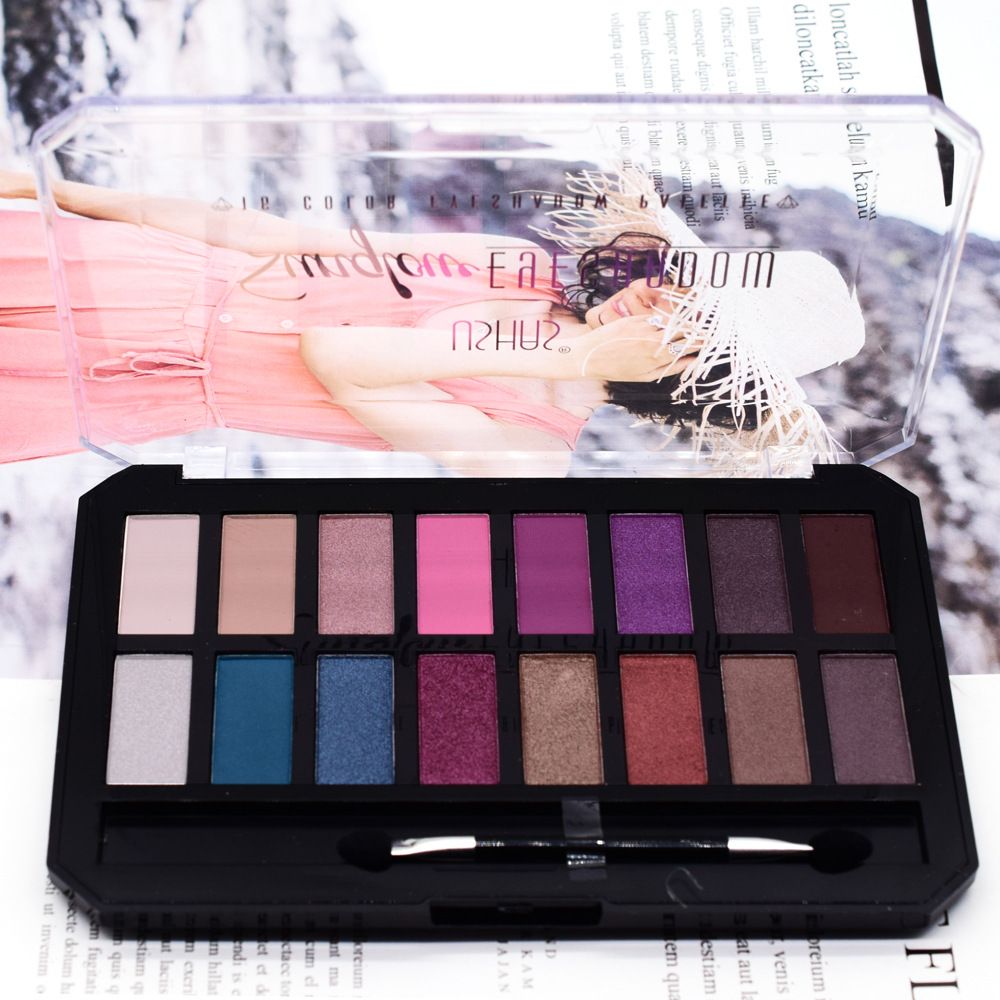 【USHAS】ES2872 Pearlescent matte USHAS 16-color transparent box eyeshadow Earth tone Coffee color Application Scenario