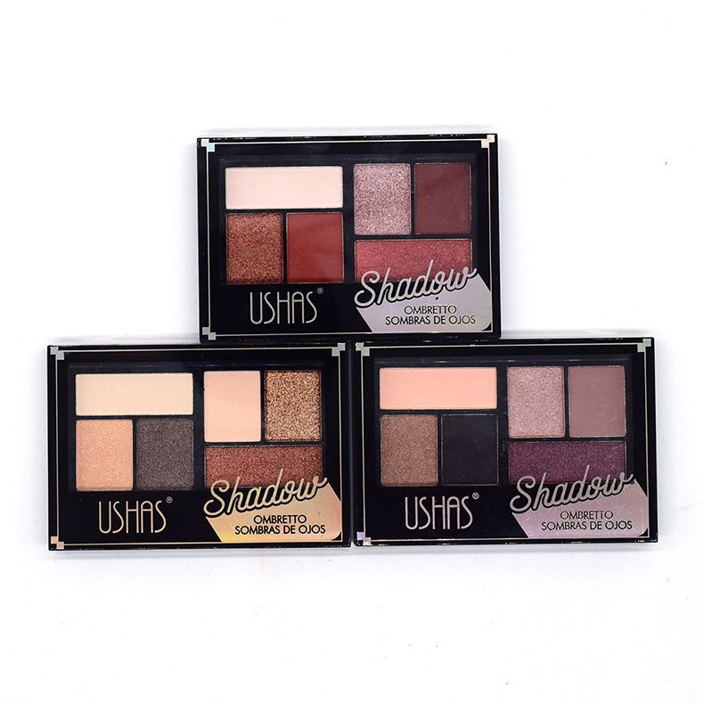 【 24-piece Set 】ES3496-2 New USHAS Earth Coffee 6-color pearlescent matte eyeshadow with three popular colors pic 5