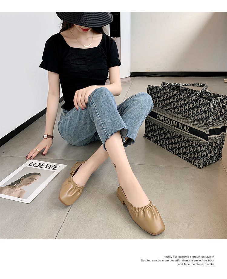 蛋卷鞋女2020年新款春夏豆豆鞋女平底船鞋奶奶鞋软底单鞋女夏百搭详情图8