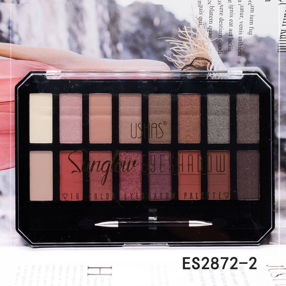 【USHAS】ES2872 Pearlescent matte USHAS 16-color transparent box eyeshadow Earth tone Coffee color pic 3