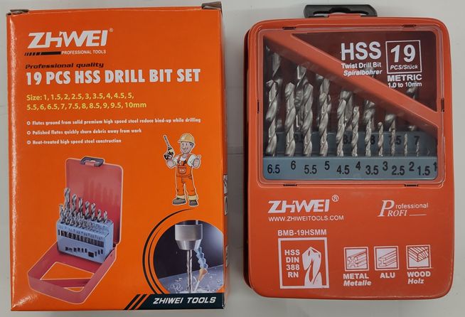 19 PCS twist drill full figure