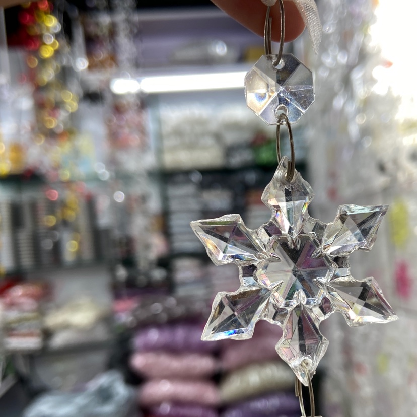 亚克力裂纹雪人雪花，圣诞用品，圣诞挂件细节图