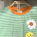 Blue and green striped smiling short-sleeved suit Application Scenario