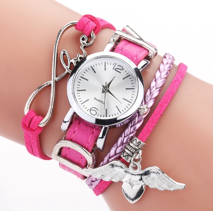 外贸新款 个性时尚爱心翅膀手链表 女士高雅石英腕表详情图6