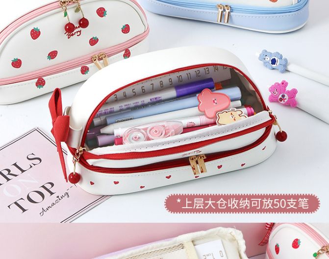 少女心可爱笔袋日系潮ins风 简约大容量小学生高颜值文具铅笔盒