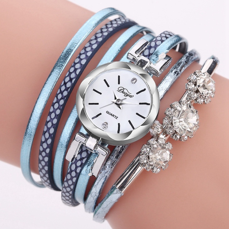 女士手链表 时尚PU细表带精美带钻合金石英表详情图7