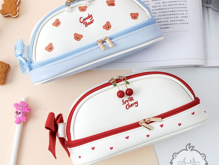 少女心可爱笔袋日系潮ins风 简约大容量小学生高颜值文具铅笔盒