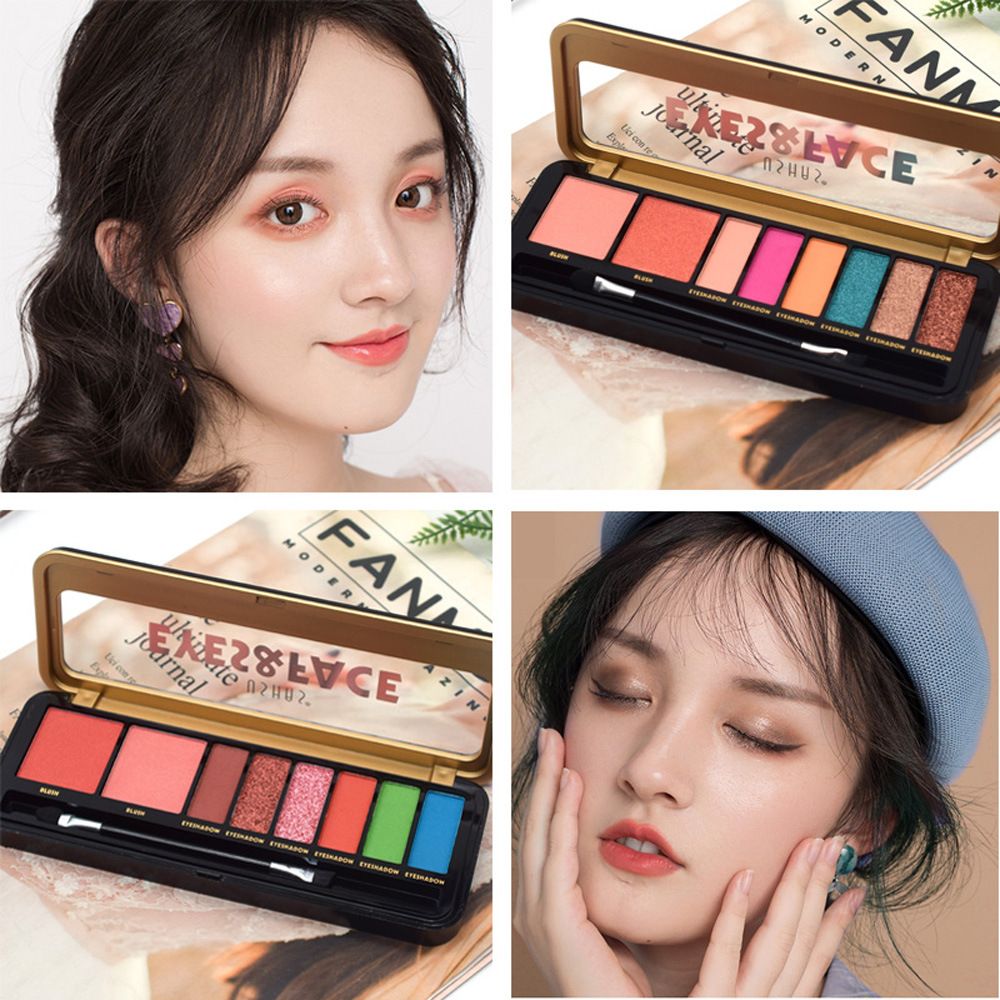 【USHAS】ES2901-4 Colored pearlescent matte Pen Case Eyeshadow with Cheek Blue, Green and Orange New style. pic 1