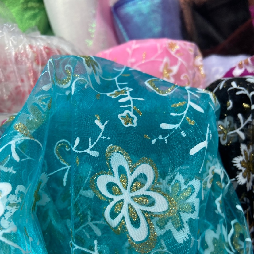 Blue Dandelion Printed Yarn Multi-Color Optional Decorative Arts And Crafts Headdress Fabric Clothing Design details Picture