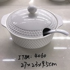 白色陶瓷汤锅带勺子一件16个10件起批新款