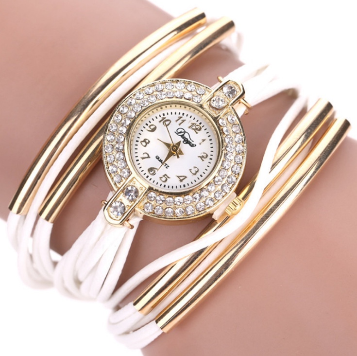 女士腕表手工编织牛皮绳手表时尚镶钻石英表女款详情图6