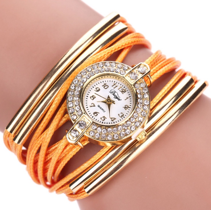 女士腕表手工编织牛皮绳手表时尚镶钻石英表女款详情图8