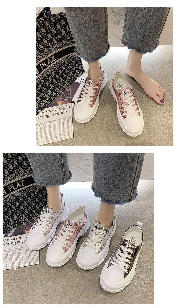 夏季薄款小白鞋子女2020年新款韩版春秋学生百搭厚底镭射增高板鞋详情图14