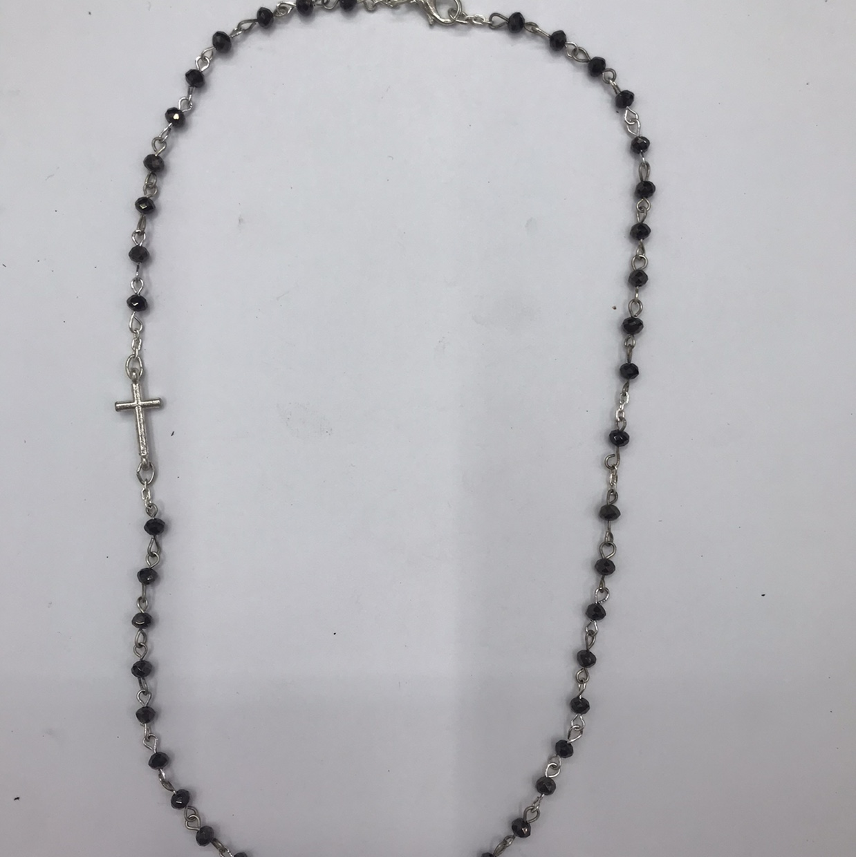 水晶弯针加十字架加双吊项链1