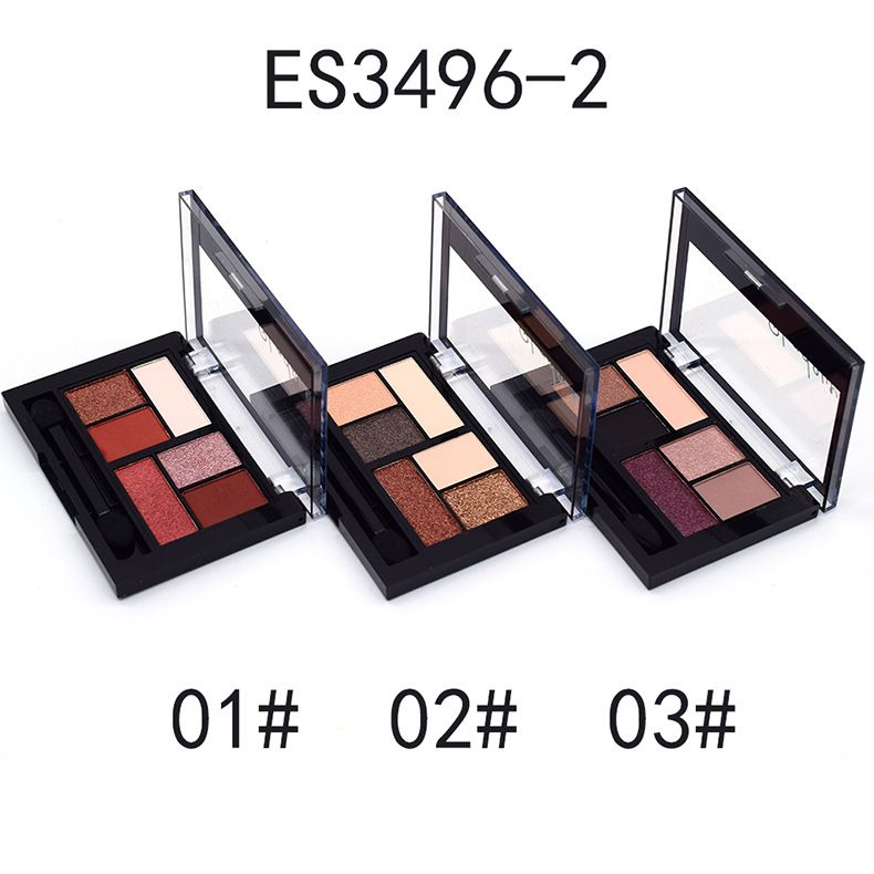 【 24-piece Set 】ES3496-2 New USHAS Earth Coffee 6-color pearlescent matte eyeshadow with three popular colors pic 2