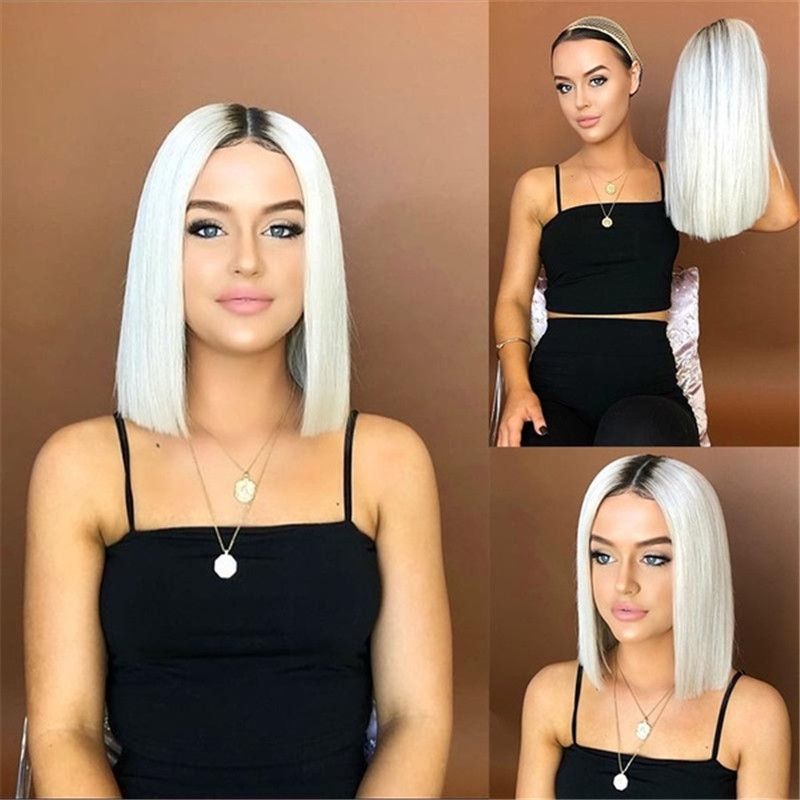 European and American wig women new dye Bobo hair short hair black gradient