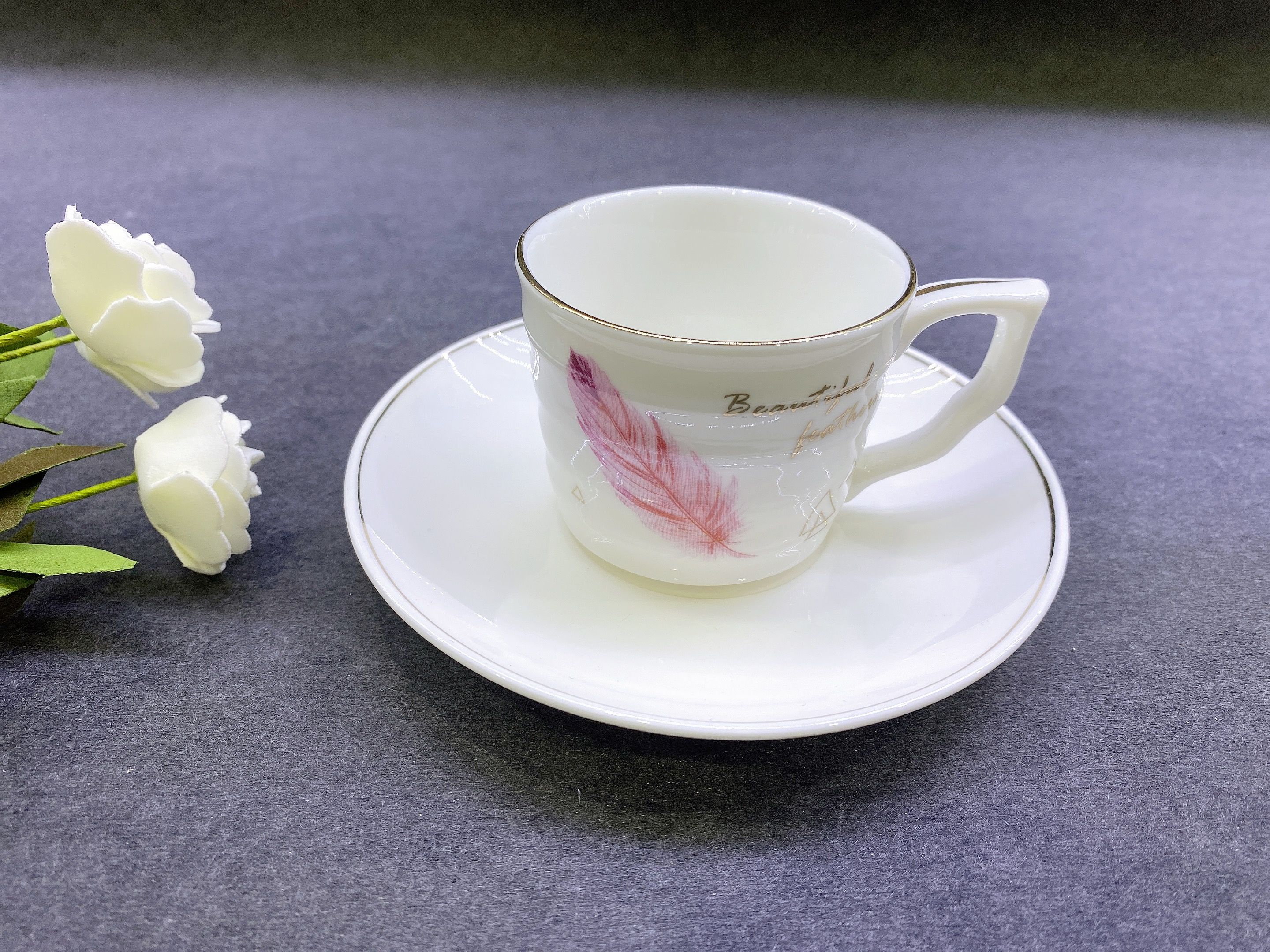 外贸印花陶瓷咖啡杯碟  花茶杯碟 多花面