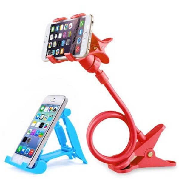 A 2-piece set of lazy man mobile phone holder, bedside clip holder, flexible bending table top folding sports car holder, mobile phone holder thumbnail
