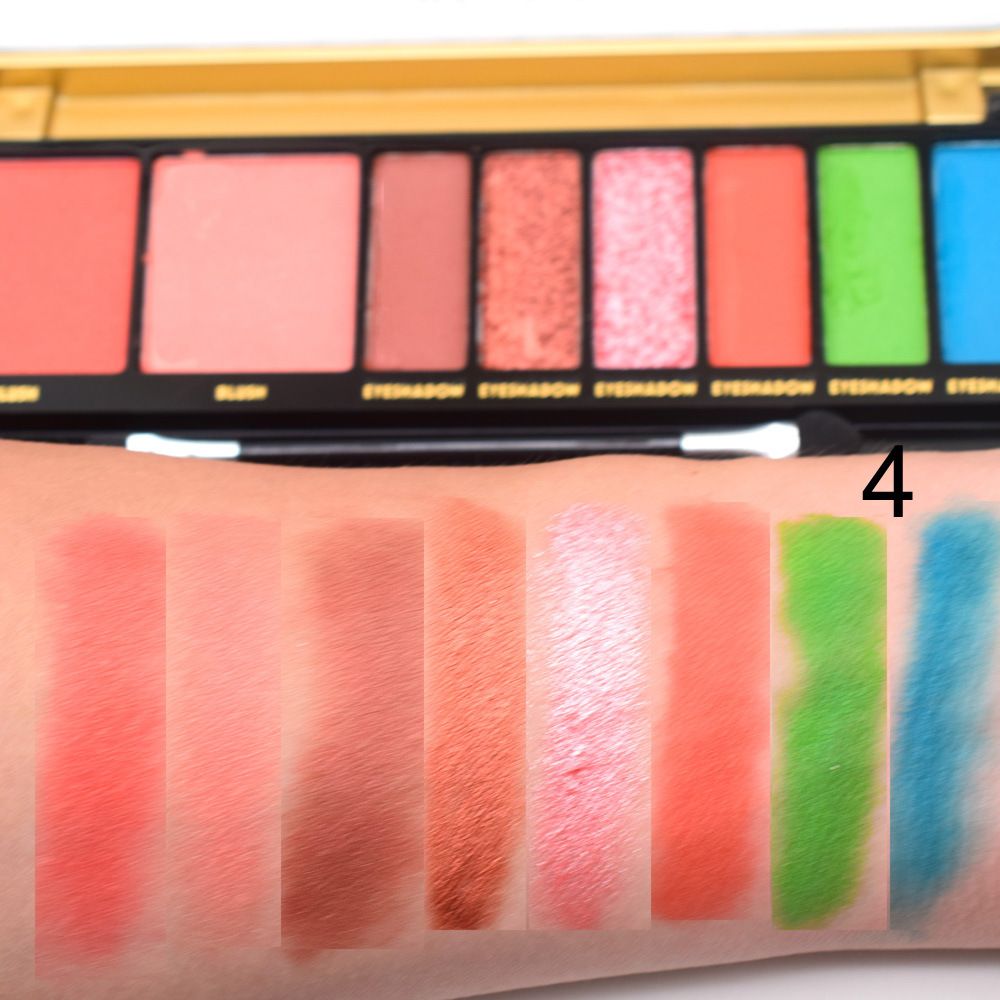 【USHAS】ES2901-4 Colored pearlescent matte Pen Case Eyeshadow with Cheek Blue, Green and Orange New style. Specification image