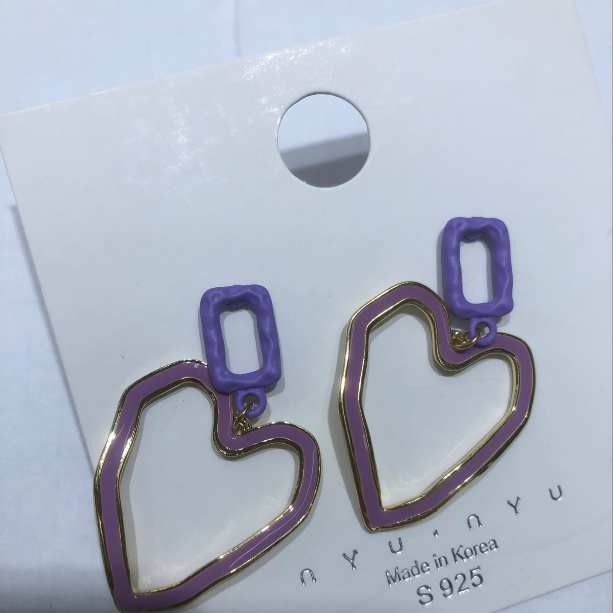淡紫镂空爱心耳环