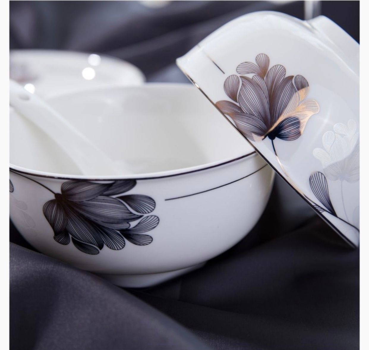 优尊陶瓷碗盘餐具散件自由组合冰山雪莲详情图15