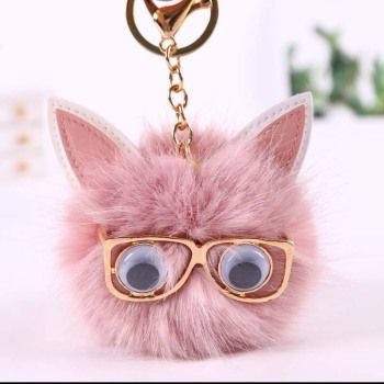厂家现货直销 眼镜兔子毛球手机挂件配件 高档汽车钥匙扣挂件