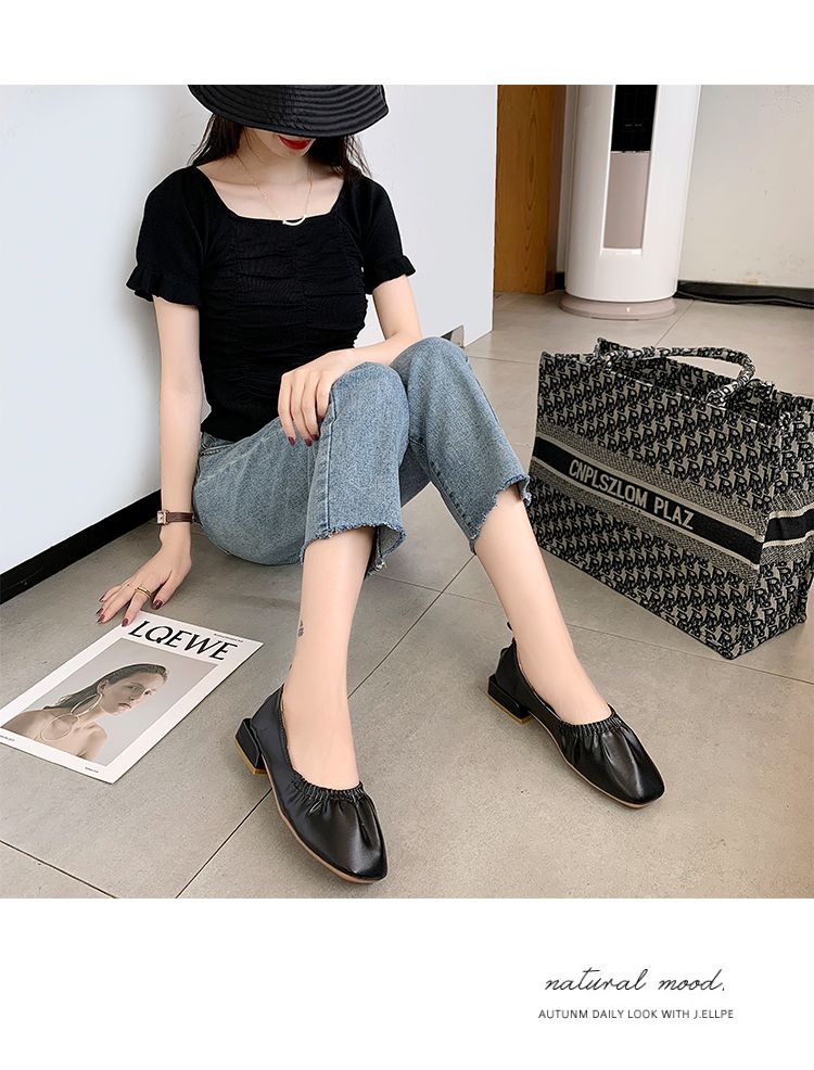 蛋卷鞋女2020年新款春夏豆豆鞋女平底船鞋奶奶鞋软底单鞋女夏百搭详情图4