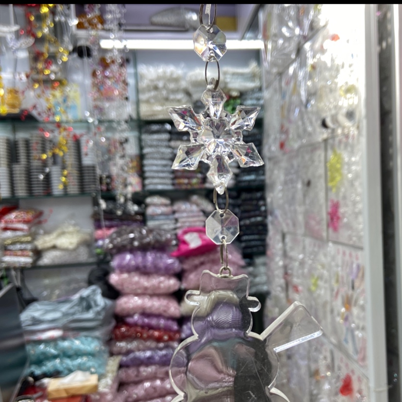 亚克力裂纹雪人雪花，圣诞用品，圣诞挂件产品图