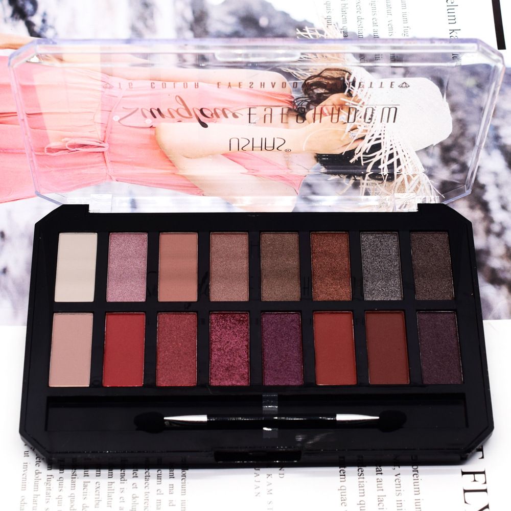 【USHAS】ES2872 Pearlescent matte USHAS 16-color transparent box eyeshadow Earth tone Coffee color pic 5