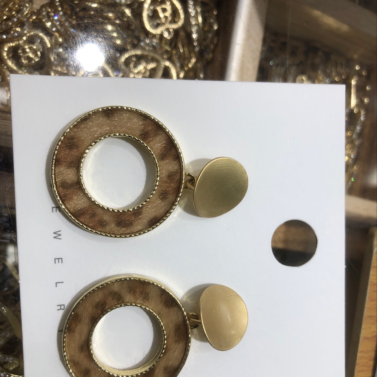 豹纹圆形耳坠