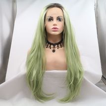 外贸热销欧美时尚化纤假发女绿色长发微卷高温丝头套批发