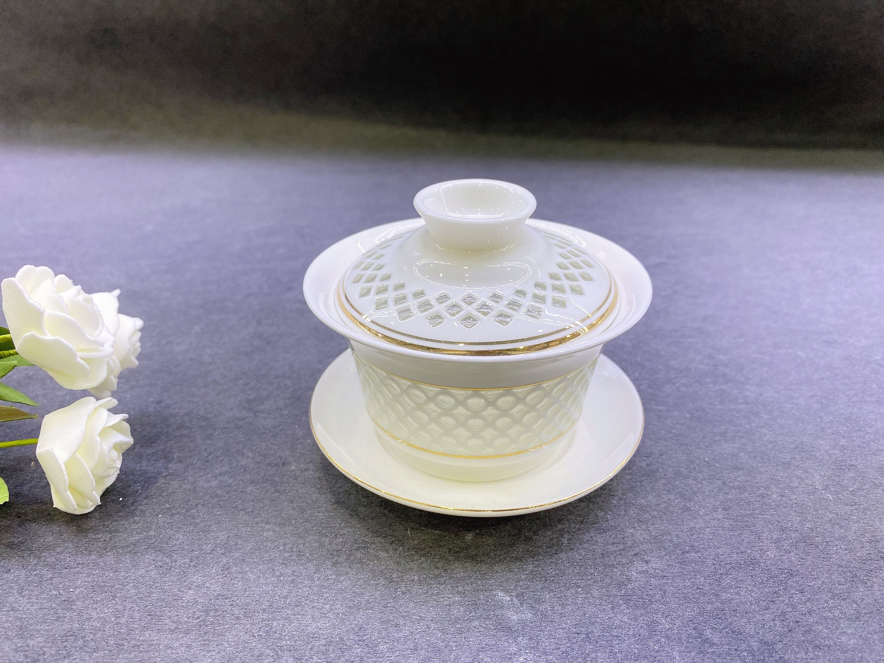 陶瓷茶盖碗  茶具 白瓷三才碗