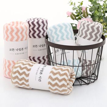 35*75 Coral velvet warp knitting color strip cationic towel absorbent beauty salon Korean towel gift benefits thumbnail