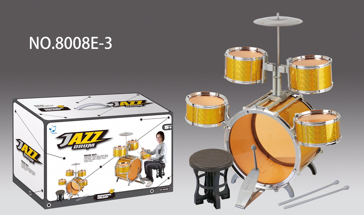 8008E-3, 4008E-3, 9008E-3 Toy Drum Set Children's Drum Set 5 Drum With Stool Plastic Linxin Toy 1
