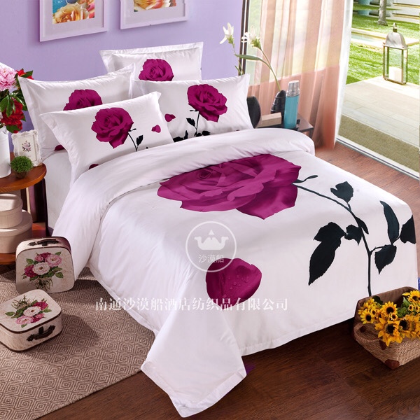 Hotel Bedding Purple Rose Hotel Linen Bedding A version Jet Unique Positioning Print B Version 80 jet Tribute Satin