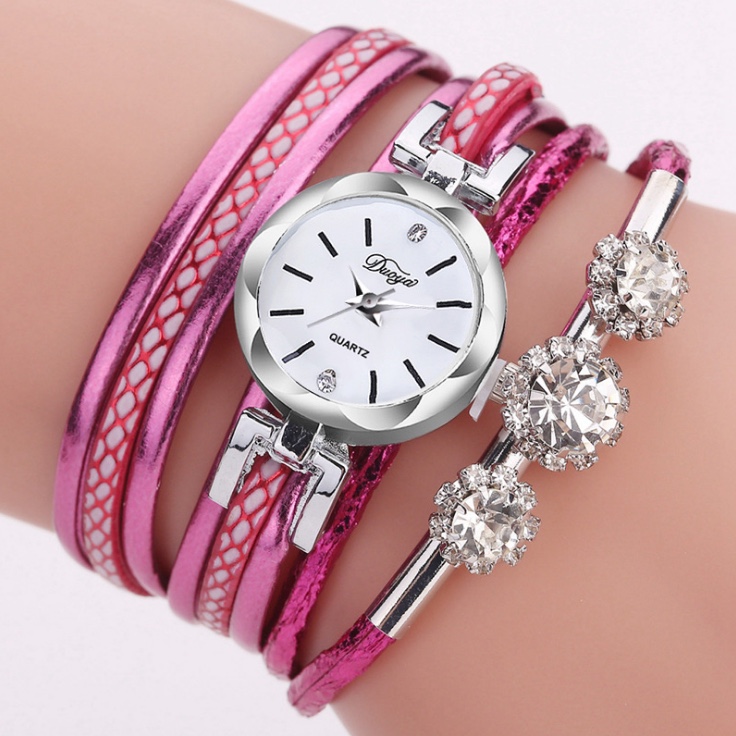 女士手链表 时尚PU细表带精美带钻合金石英表产品图