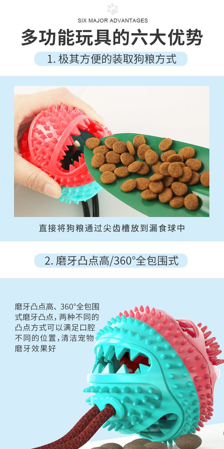 宠物狗狗玩具 漏食球橡胶磨牙耐咬铃铛发声球 宠物用品亚马逊爆款详情图8